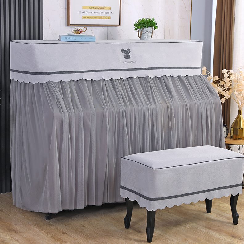 钢琴罩套时尚轻奢罩高档蕾丝防尘罩盖布全钢琴琴凳简约现代套布艺