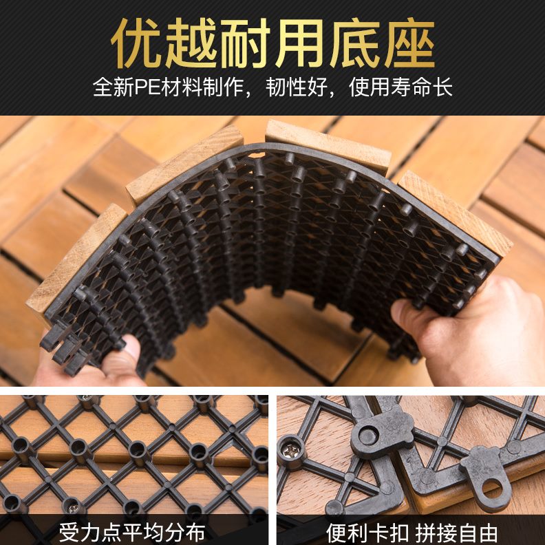 户外露台铺设木地板外拼接阳台木板家用网红塑木室内自铺地面