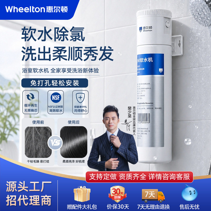 惠尔顿小型迷你软水树脂阻垢花洒前置过滤器家用洗脸淋浴洗衣代理