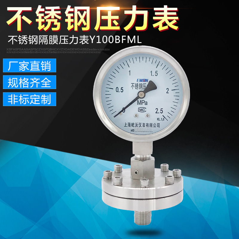 隔膜压力表\Y100304 0-25MPaG1\2径向0Cr18Ni9Ti1.6级YTF-100H/ML