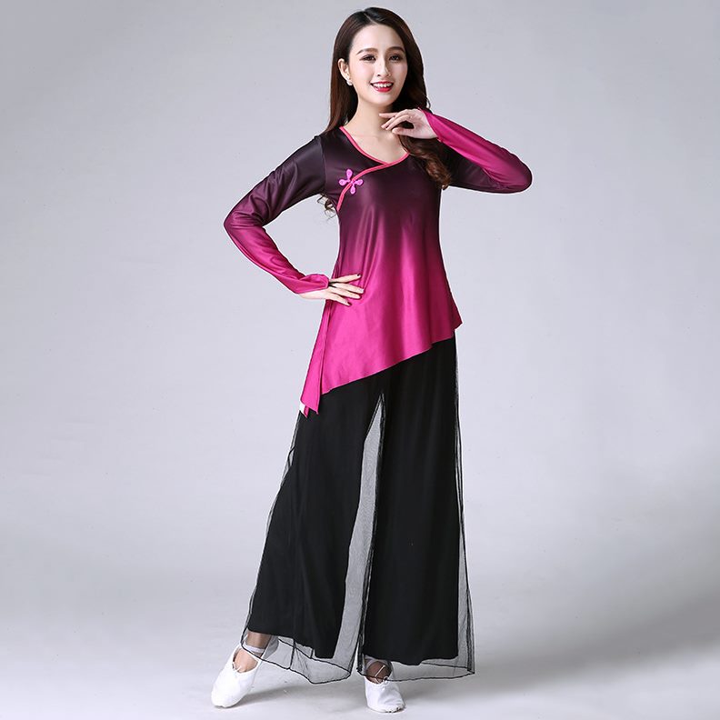 演出服古典舞练功服广场舞服装新款套装修身中国风两件套形体服女
