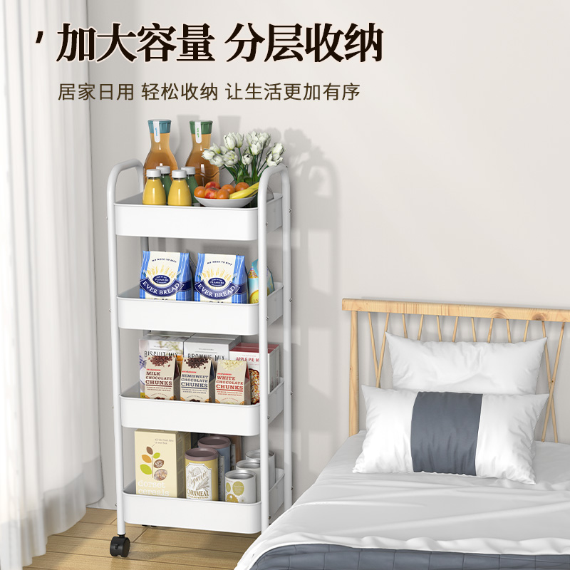 加厚小推车碳钢置物架厨房客厅落地移动卧室多层浴室收纳储物架子
