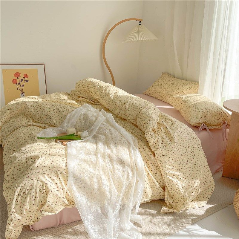 细节也收藏 秋日氛围小碎花全棉三四件套单双人床单被罩ins少女风