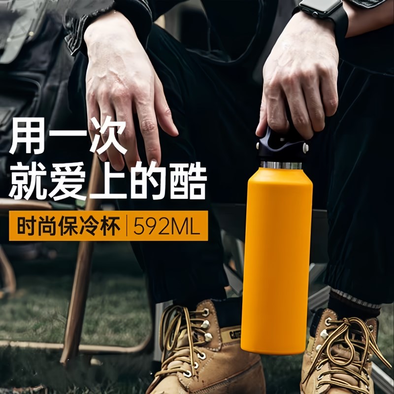 无螺纹保温杯三指按压单手开盖保冷保冰块户外运动水杯车载咖啡杯