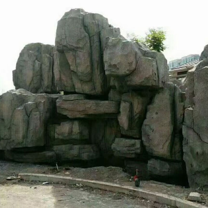 大型塑石假山鱼池造景景区水泥假山护坡假山驳岸石隧道假山制作