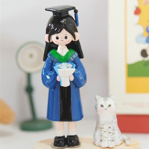 毕业礼物石塑粘土人偶卡通公仔摆件生日情侣软陶diy定制学士服