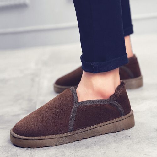 秋冬季一b脚蹬懒人鞋棉鞋青年加绒男鞋小码35雪地靴36 37大码46 4