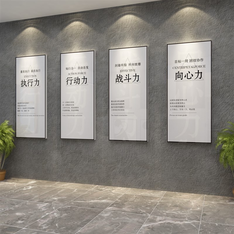 新款企业文化墙办公室墙面装饰团队激励志标语贴纸销售公司背景挂