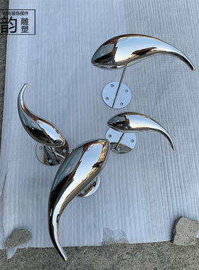 户外不锈钢镜面小鱼群摆件售楼处水池金属雕塑工艺品园林装饰
