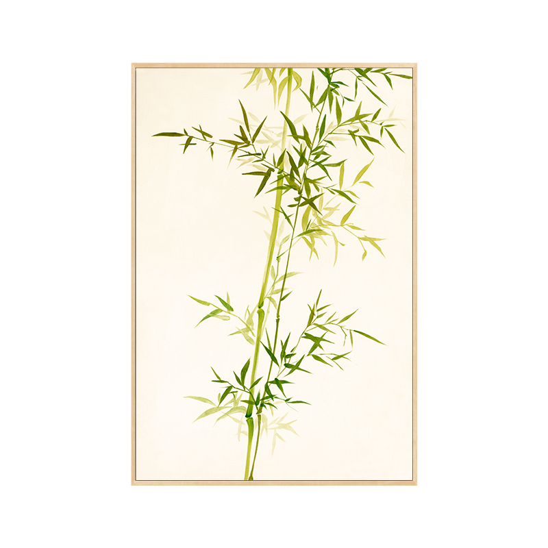 奶油原木风客厅沙发背景墙装饰画绿植竹子卧室床头挂画玄关柜壁画