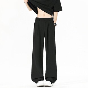 夏季薄款高个子加长垂感西裤男透气休闲 直筒裤115cm青少年运