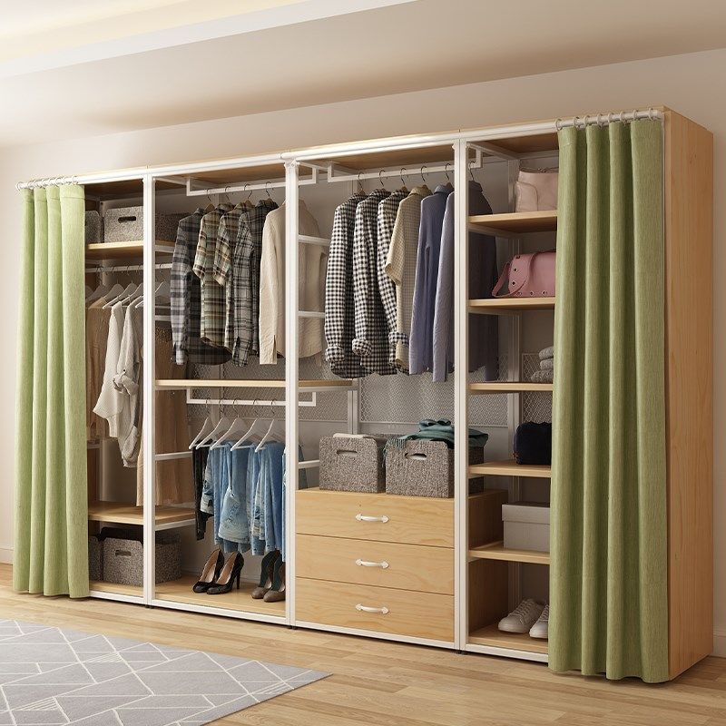 纯实木衣柜新款2024爆款卧室家用衣橱金属铁艺钢架结构定制衣帽间