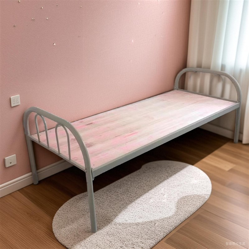 加厚铁板床单人床单层床  硬板床员工床90宽 1米 宽1.2米宽铁艺床