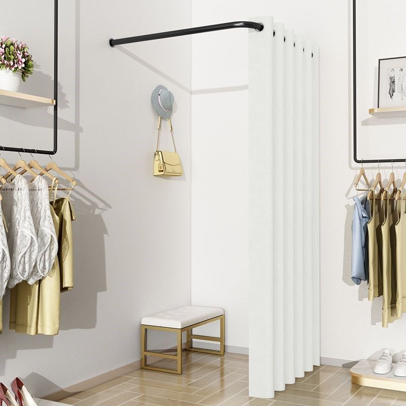 服装店展示架简易试衣间门帘便携更衣室L型上墙轨道隔断帘换衣间