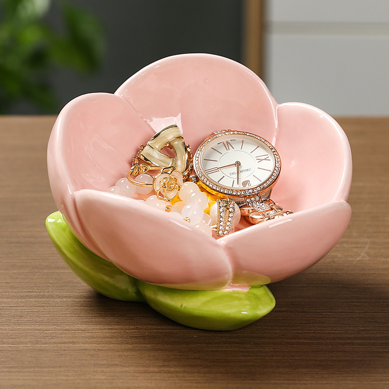 入户门口玄关摆件钥匙收纳花朵摆件客厅茶几桌面收纳盒.整理盒装