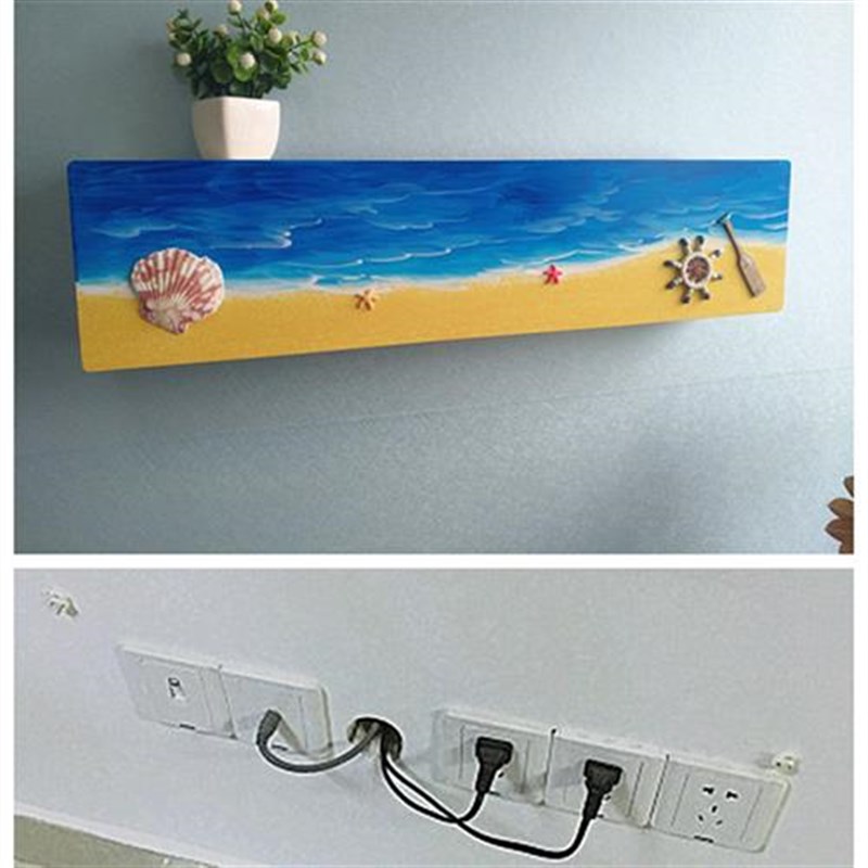 简约创意背景墙j面插座开关遮挡箱收纳盒插排插装饰电线收纳箱开