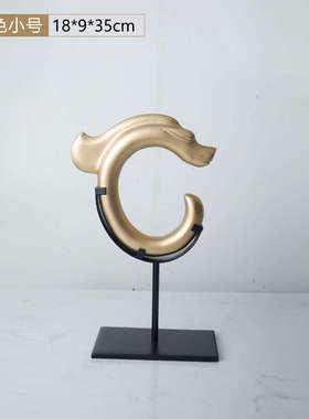 黑色东方龙雕f塑新中式摆件样板房客厅玄关弧形博古架酒店软装饰