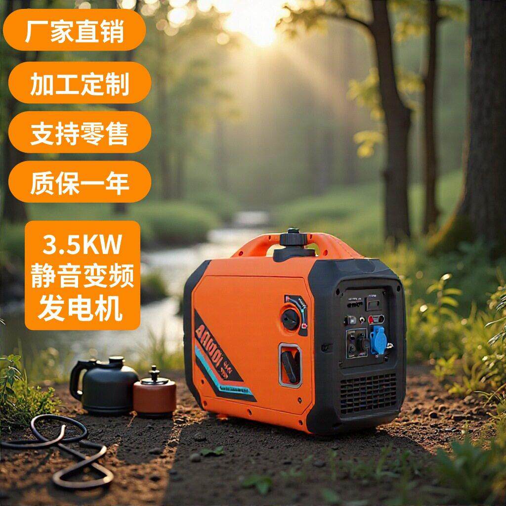 厂家直销定制3.5KW3.5千瓦便携小型相黑橙静音变频汽油发电机
