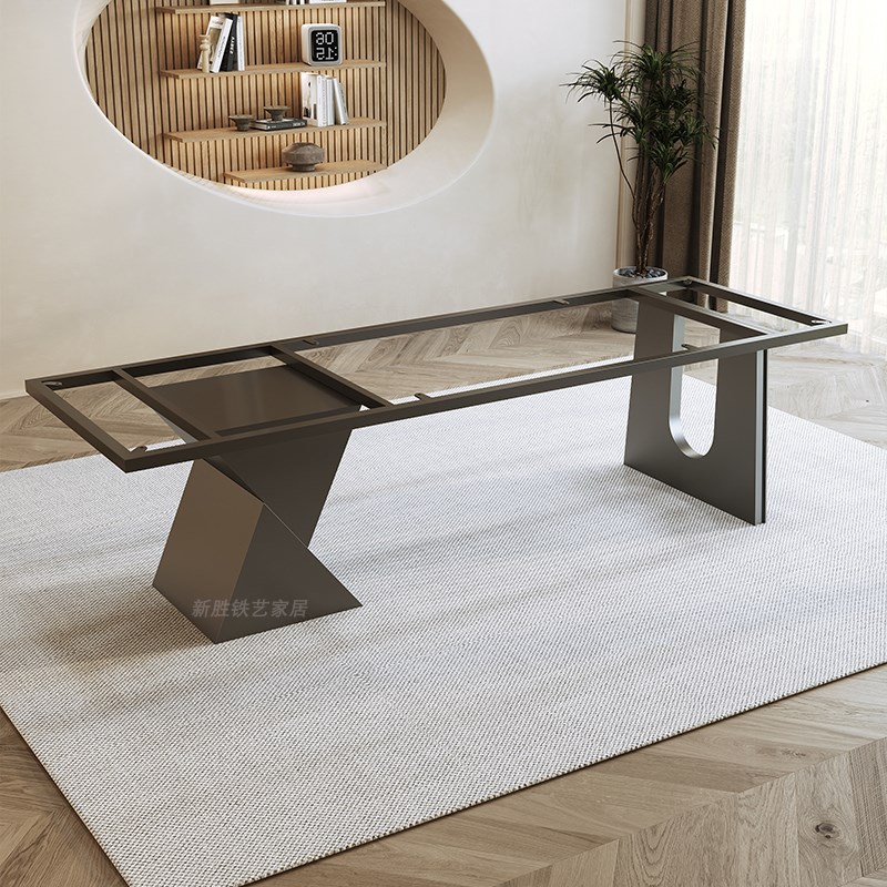 金属桌腿实木大板桌脚支架岩板大理石办公桌架奢石茶台设计桌底座