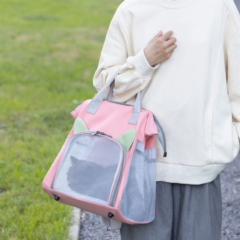 折叠猫包便携式宠物背包狗狗外出帆布包夏季大容量透气双肩手提包