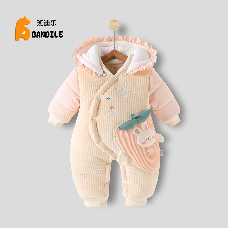 新生儿连体衣秋冬季加厚棉服抱衣男女宝宝棉袄套装满月婴儿外出服
