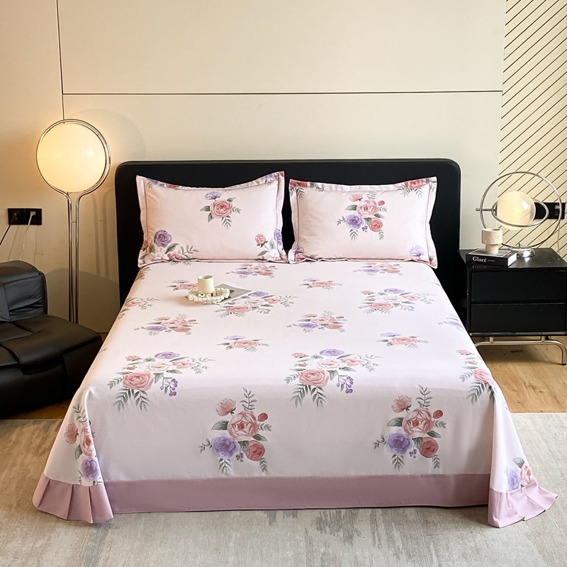 秋冬加厚全棉床单单件纯棉圆角花边款磨毛被单垫单加大2.0米床1.5