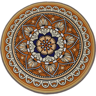 土黄色圆形地垫五行地垫水晶绒大门对卫生间门口过道玄关地毯脚垫