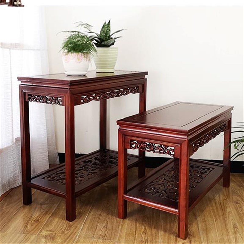 实木质花架中式奇石桌植物底座置物架茶几长方鱼缸盆景架花几边几