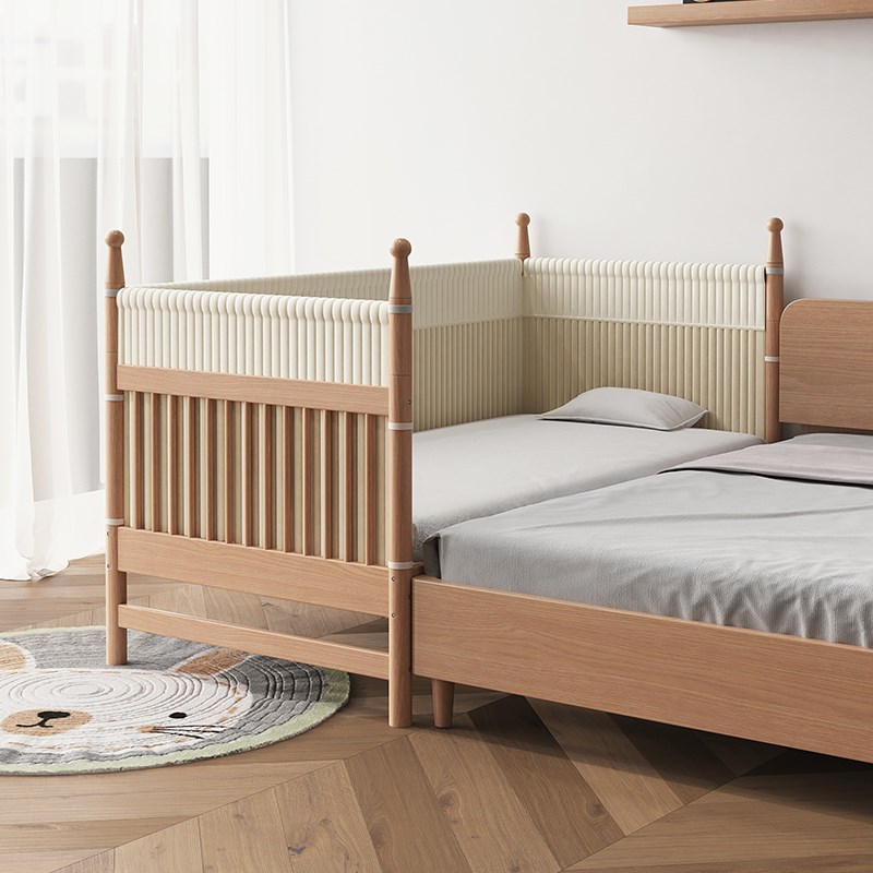 自然艺和儿童拼接床实木男女孩婴儿床带护栏加宽宝宝单人床带护栏