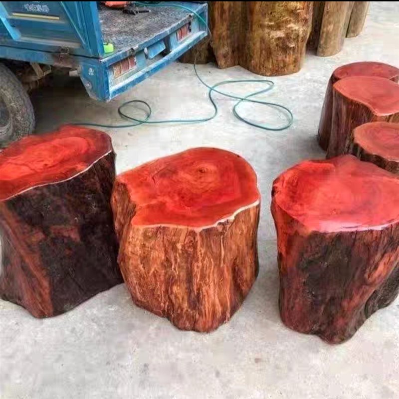 天然造型实木墩子荔枝木原木根雕凳子圆木墩茶桌底座矮凳花梨木