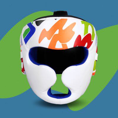 护脸防护搏击猴脸拳击护头拳击护具儿童跆拳道头盔涂鸦护具款散打