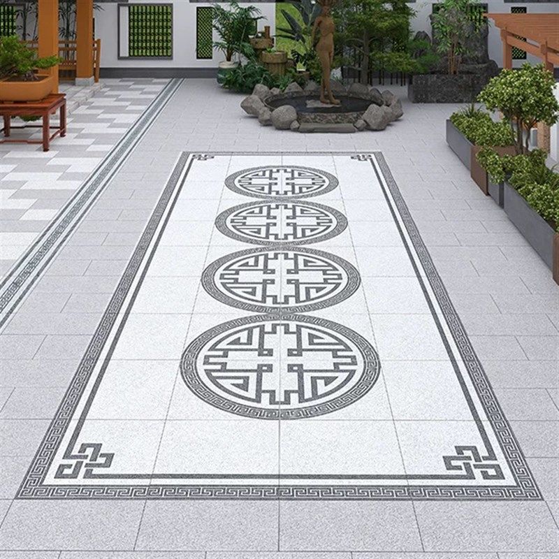 新中式庭院地铺石农村院子地砖全D瓷防滑别墅花园拼花瓷砖石英砖