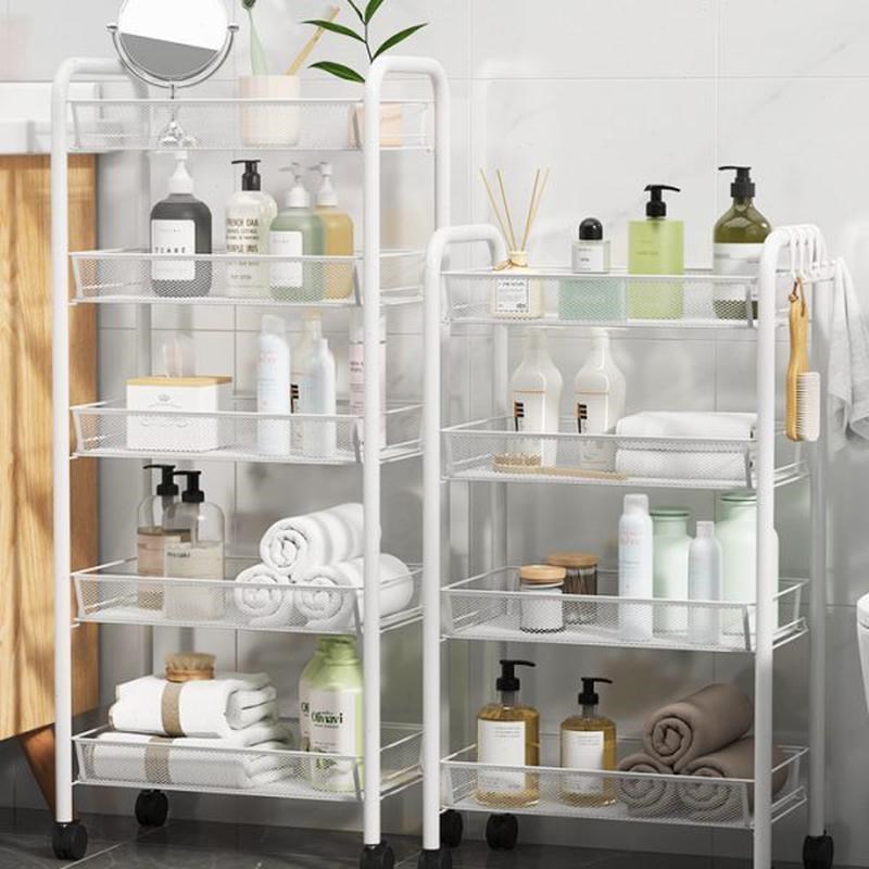 家用小推车e置物架卧室杂物收纳筐架客厅铁艺整理架陈列架子可移