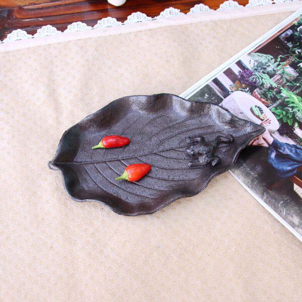 铸铁复古收纳盘铁艺青蛙叶子盘礼物玄关清新摆件北欧道具钥匙托盘