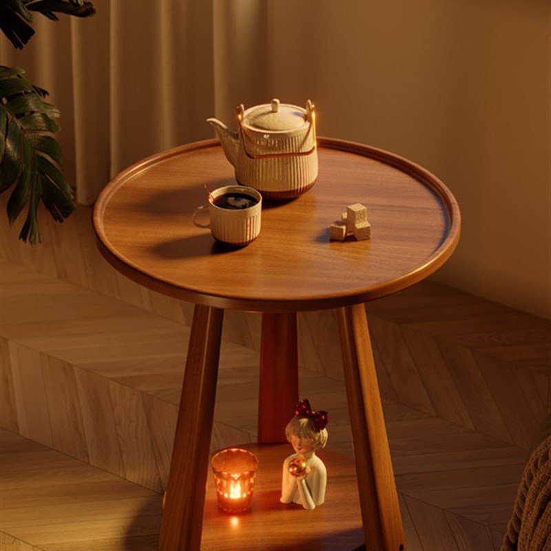 轻奢实木小茶几小边几置物小桌y子小户型客厅家用洽谈桌休闲小圆