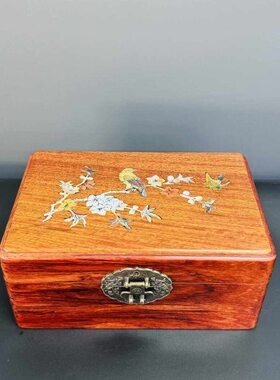 螺13实木首饰收纳盒：钿原木原色缅*20*首饰盒花9cm工艺榫卯结构