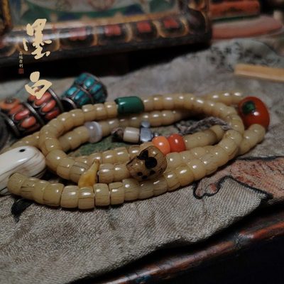 「墨白」老西藏纯手工小年份尸陀林金刚星月菩提配饰背云吊坠