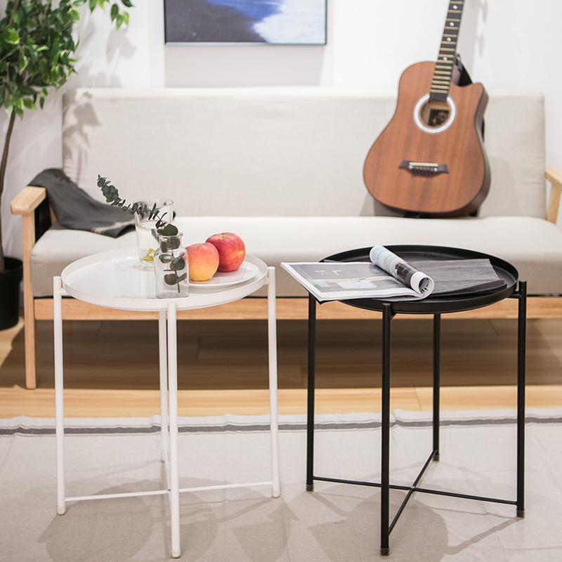 聆扬朴利北欧格拉登托盘桌客厅沙发G边桌角几铁艺茶几简易小圆桌