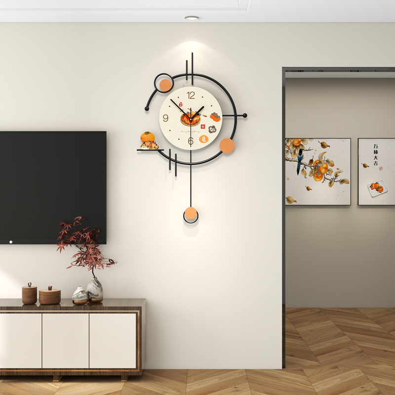 2024新款e家用挂墙钟表简约现代奶油风静音时钟高级感创意客厅挂