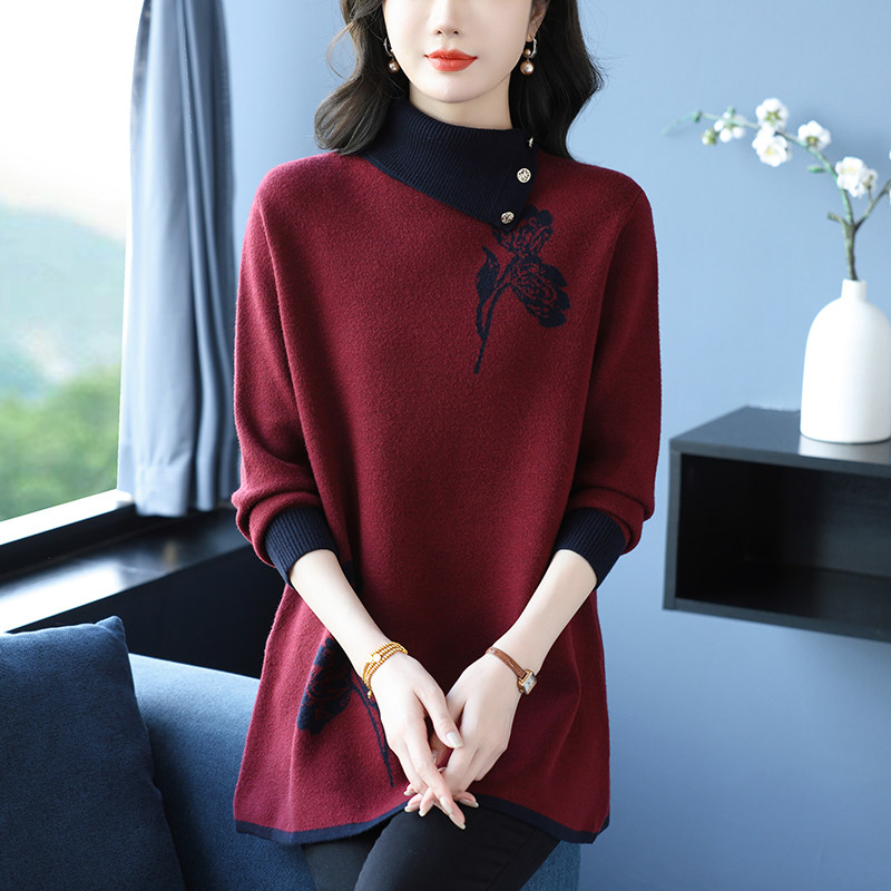 高领中长款打底衫女遮屁
