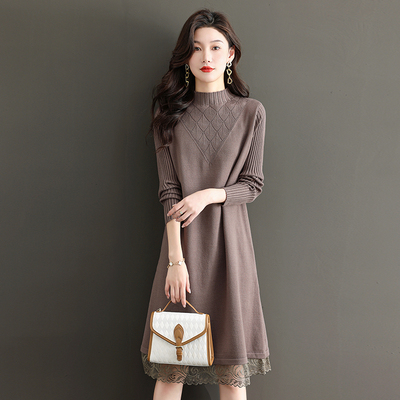 配大衣针织连衣裙女秋冬