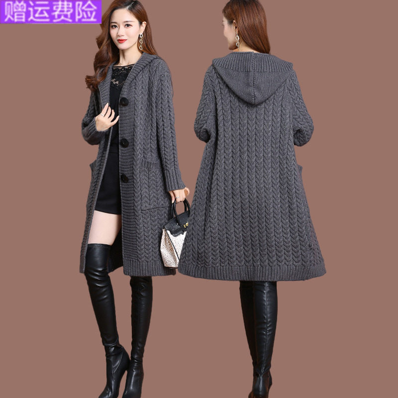 羊毛针织开衫中长款女士