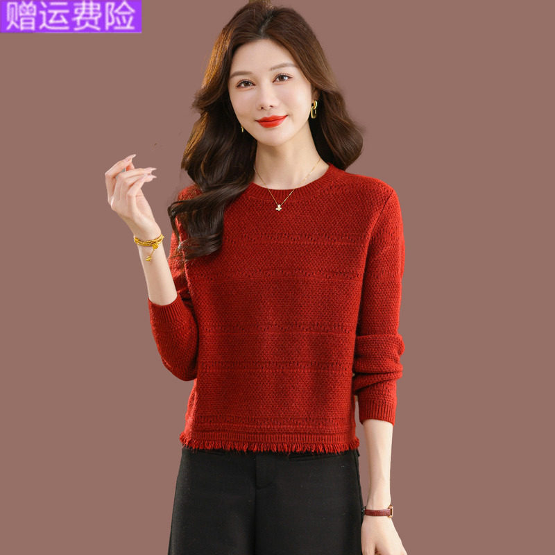 羊毛针织衫女短款宽松套