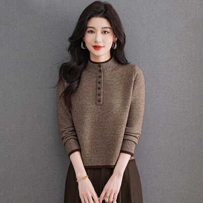 小个子洋气高腰内搭针织打底毛衣