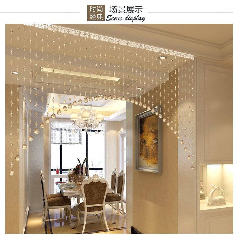 卫生间香槟色隔断餐厅阳台卧室金半圆装饰弧形帘玄关水晶珠帘过道