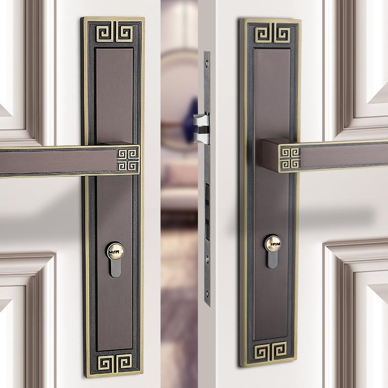 新中式双开子f母门大门锁室内房间卧室卫生间静音彷古铜门锁通用