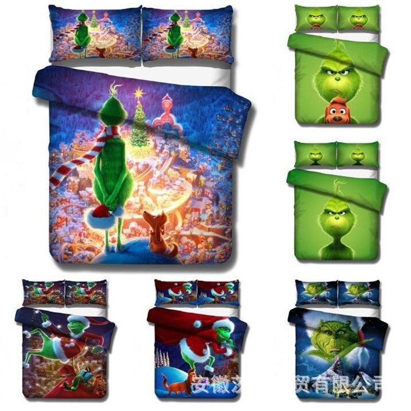 茨惬家纺床品套件绿毛怪系列欧美R尺寸三件套被套