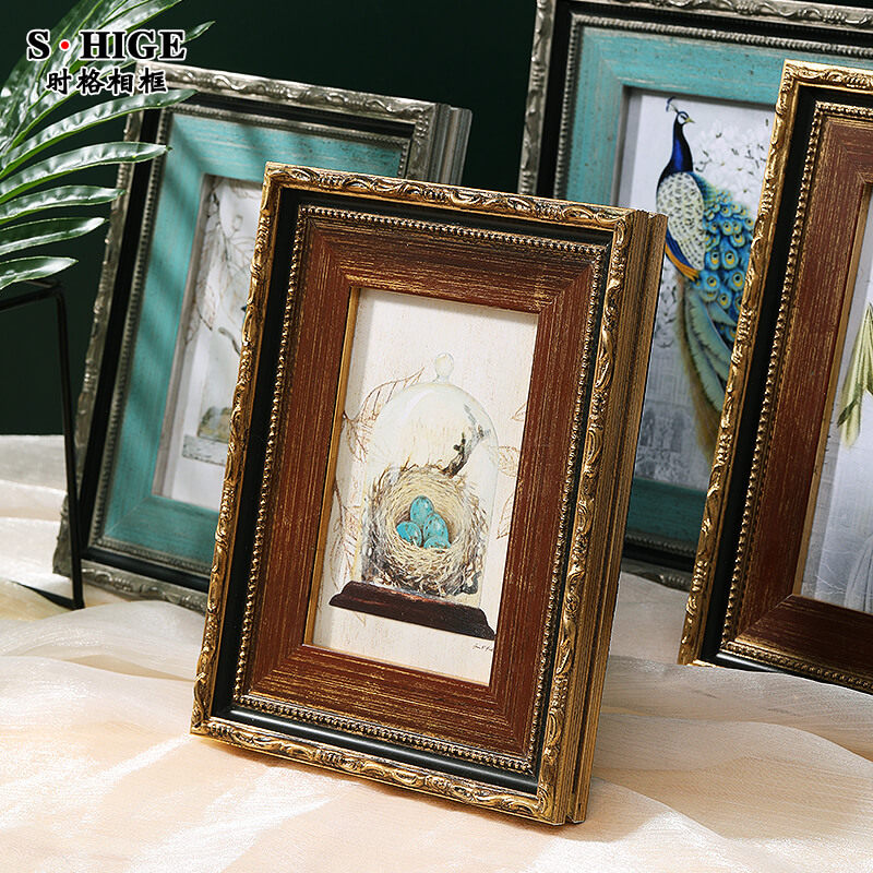 欧式实木复古相框摆台6 7 8x 10 12寸创意怀旧奢华摆件照片框定制