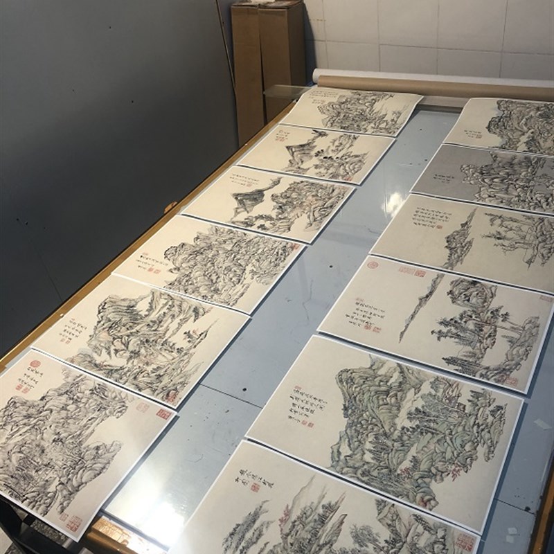 国画 清 王原祁仿古p山水十二开 高清复制艺术微喷装饰临摹学习