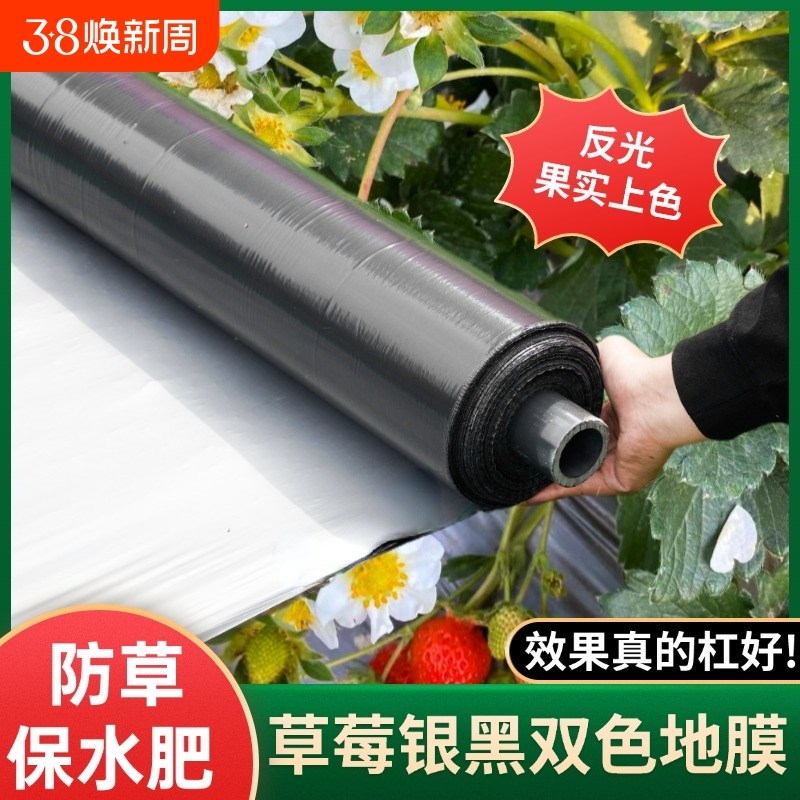 银黑双色地膜加厚果园蔬菜大棚反光保F湿除草地膜大蒜草莓种菜薄
